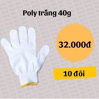 Bao tay lao động len sợi Poly Trắng bền chắc khó rách