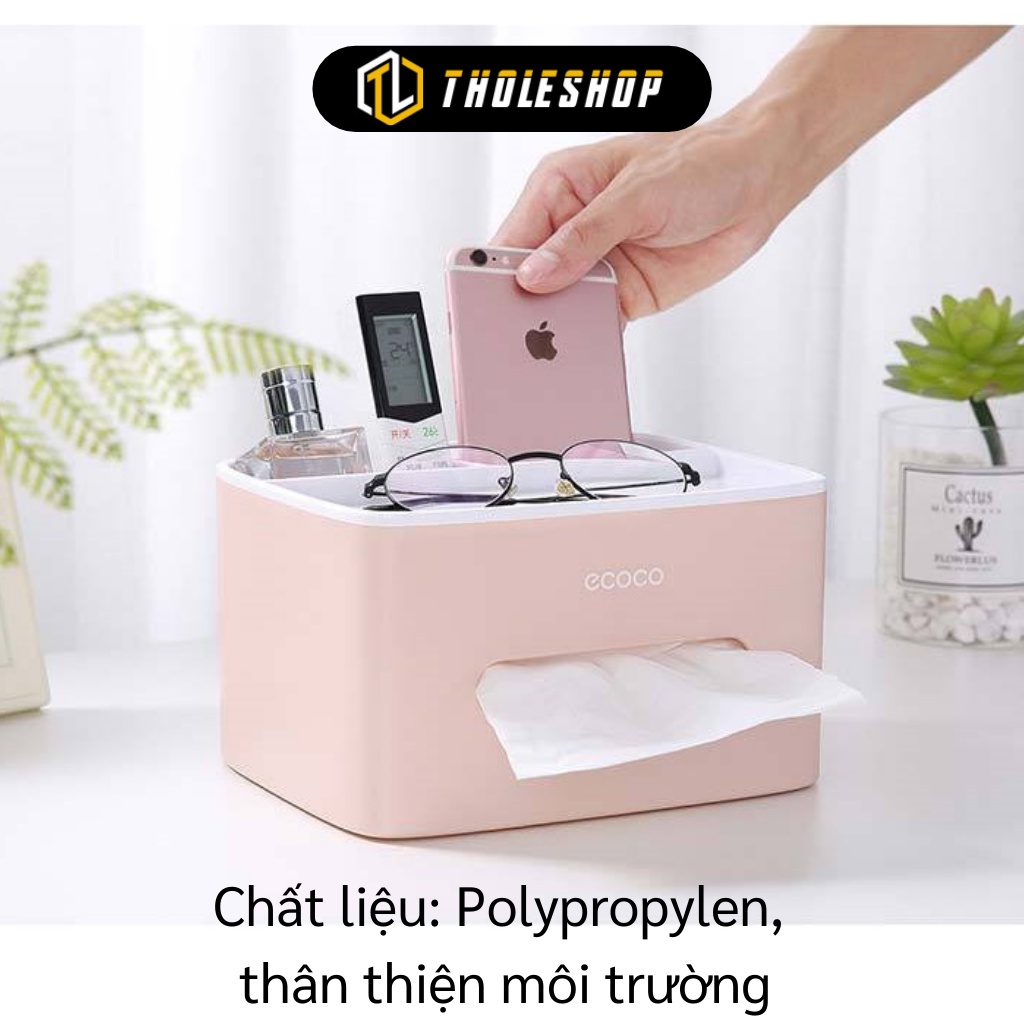 Hộp Đựng Giấy Ăn - Hộp Đựng Khăn Giấy Ecoco Có Ngăn Để Đồ, Trang Trí Nhà 8516