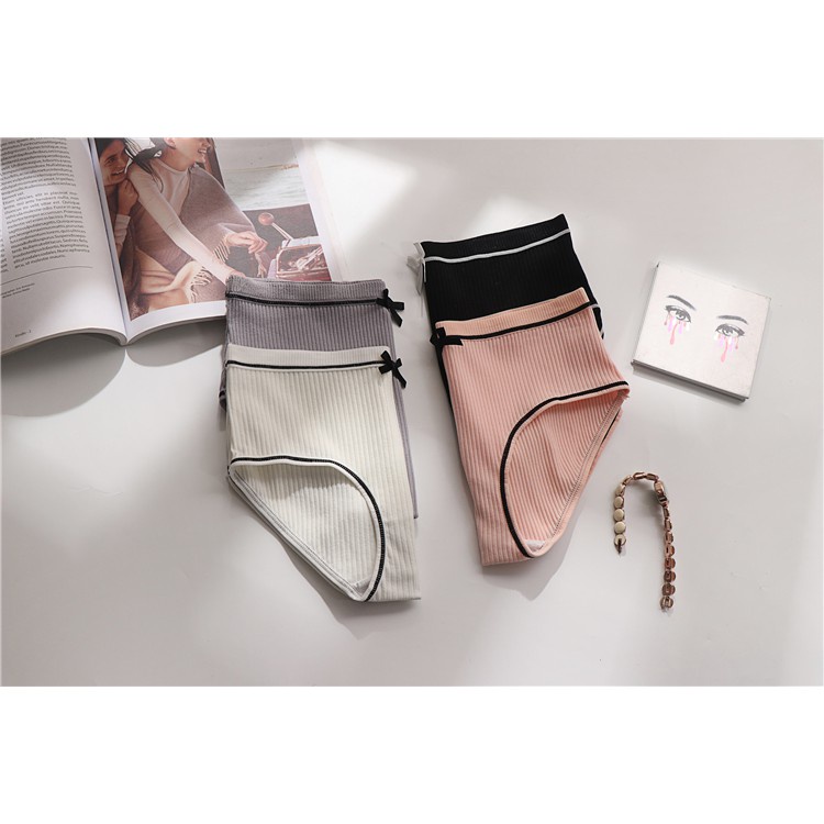 Quần Lót Cotton Gân Tăm Phối Nơ Xinh - MS061 ( Hàng loại 1)