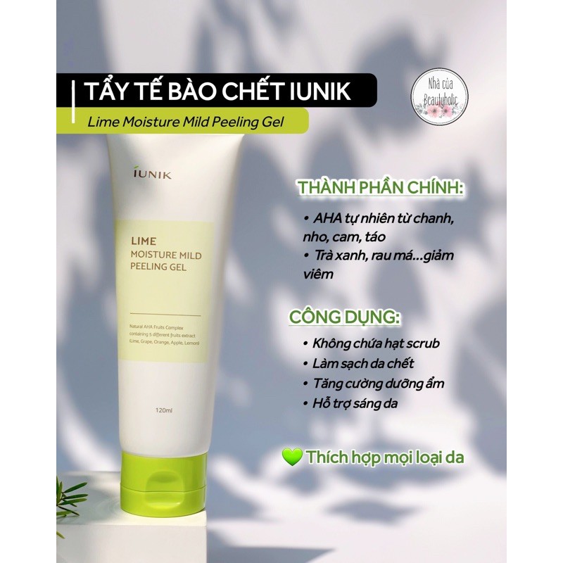 Gel tẩy da chết IUNIK Lime Moisture Mild Peeling Gel