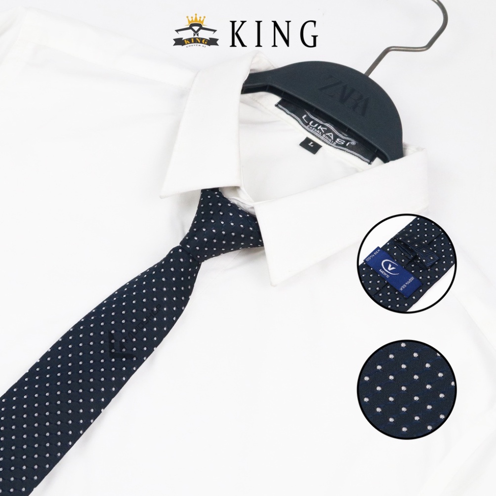 Cà vạt nam KING caravat công sở màu xanh đen, kiểu dáng lịch lảm hàn quốc vải lụa cao cấp giá rẻ 8cm
