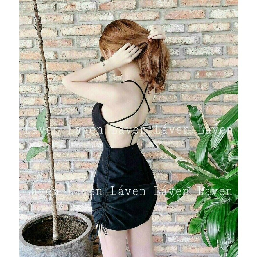 Váy đầm nữ 2 dây rút dây có mút ngực cột dây lưng siêu sexy và sành điệu