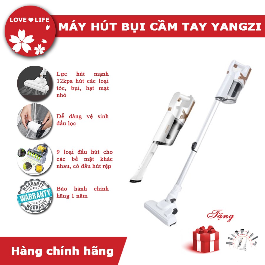 Máy hút bụi gia đình Yangzi [Sẵn Hàng] nhập khẩu chính hãng bảo hàng 12 tháng, lực hút mạnh 14000Pa_vimart