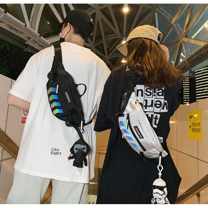 Túi đeo bao tử nam nữ phản quang Ulzzang, Túi đeo chéo unisex đi chơi mini chống nước dạ quang phong cách cá tính