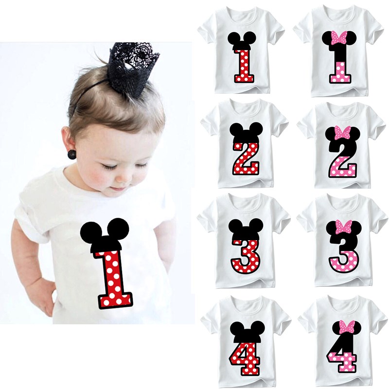 Áo Thun Nnjxd Ngắn Tay In Con Số Hình Chuột Mickey Cho Bé Trai 1-4 Tuổi