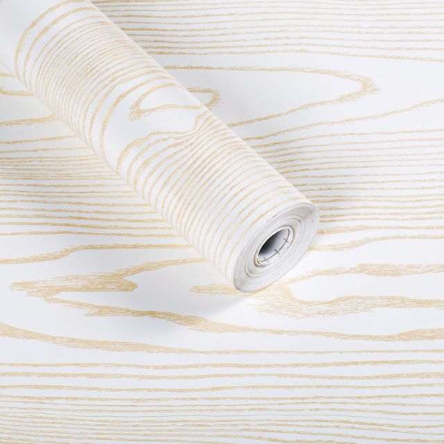 Decal giấy dán tường ván gỗ dày TRẮNG KEM khổ 60cm keo sẵn (giá 1m dài)