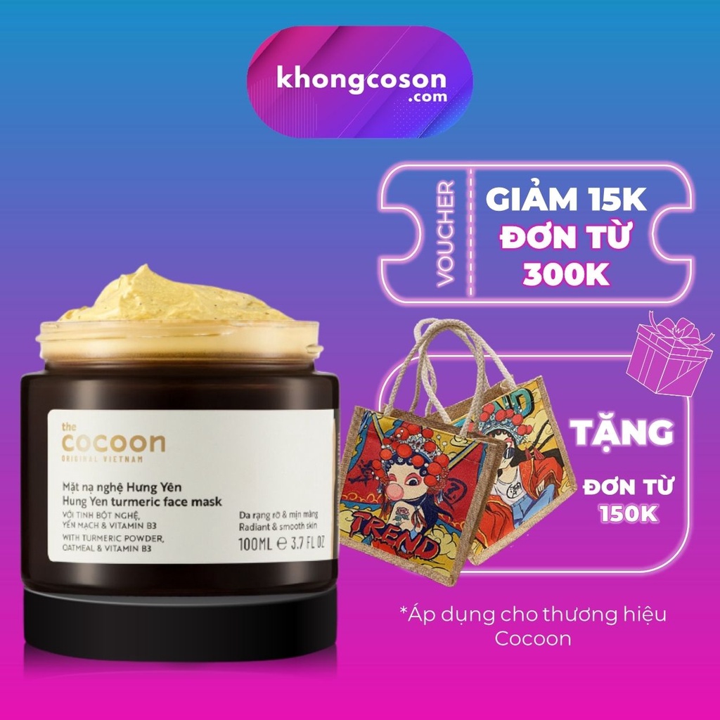 Mặt Nạ Nghệ Hưng Yên Cocoon Giảm Thâm Đều Màu Da Turmeric Face Mask 30-100ml - Khongcoson