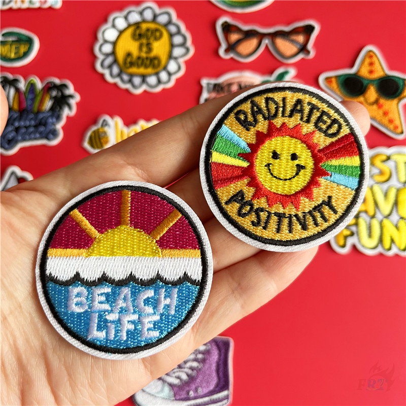 ☸ Miếng Vá Ủi Quần Áo Phong Cách Hawaii ☸ 1 Miếng Dán Ủi Thêu Chữ Just Have Fun DIY