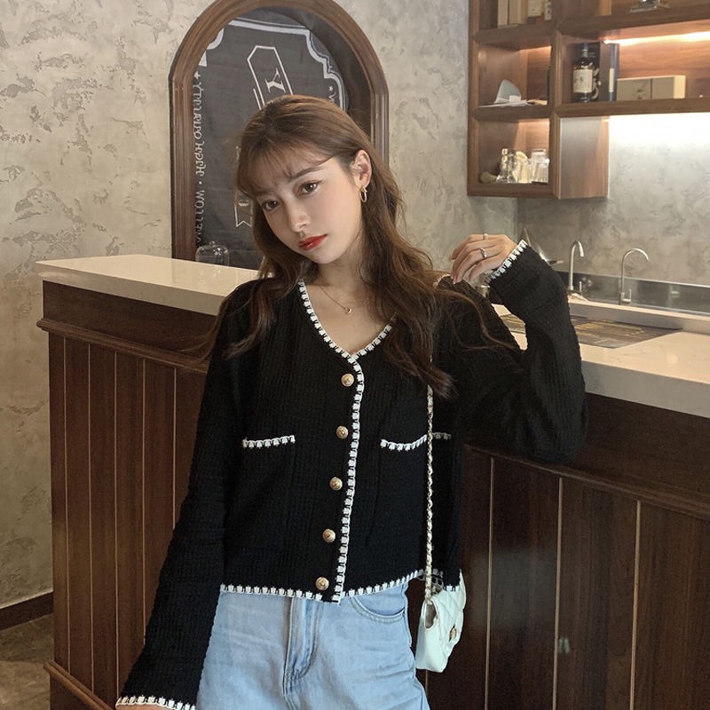 Áo cardigan dệt kim dài tay cổ chữ V cài nút thanh lịch phong cách Hàn Quốc cho nữ | BigBuy360 - bigbuy360.vn