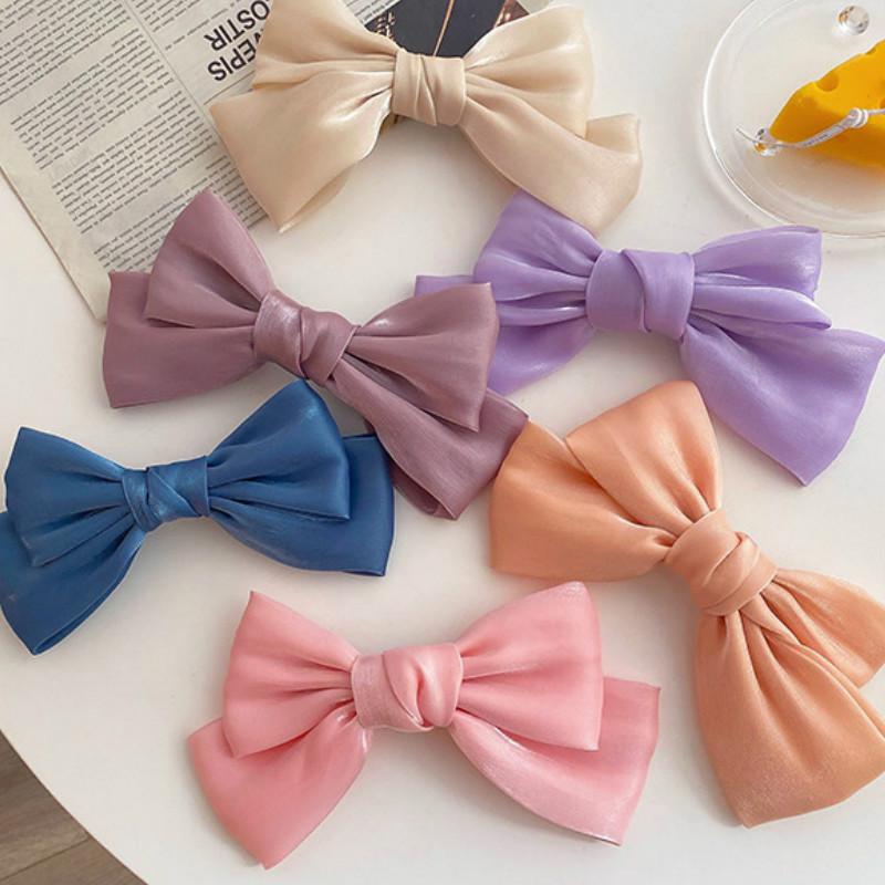 Kẹp Tóc Hình Nơ Vải Satin Lấp Lánh Thời Trang Hàn Quốc