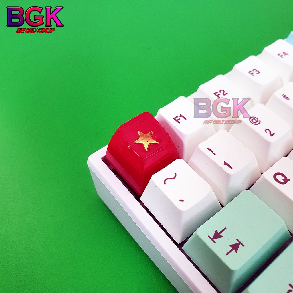 Keycap Lẻ Hình Sao Vàng Cờ Việt Nam SA profile ( keycap resin độc lạ )( Keycap Artisan )