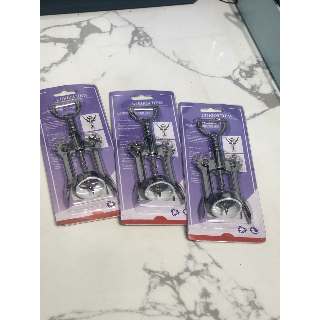 Dụng cụ khui mở rượu vang inox không rỉ bền đẹp dễ dàng sử dụng siêu tiện lợi