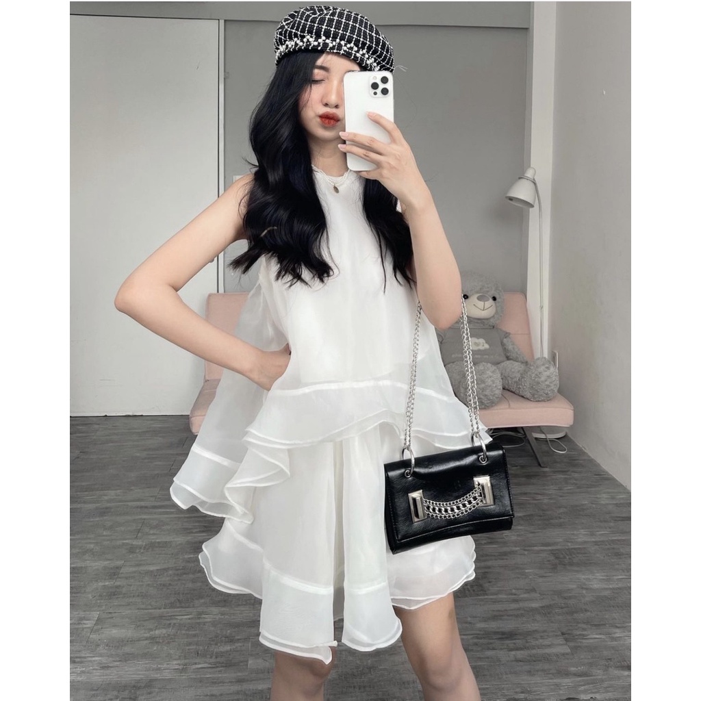 ĐẦM VÁY ĐUÔI CÁ VOAN BÈO TẦNG TƠ ORGANZA ÁNH KIM ⚡HỎA TỐC⚡BỒNG BỀNH, TIỂU THƯ - MEOINDAHOUSE