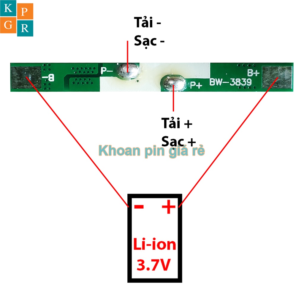 KPGR Mạch 1S 3.7V 5A BW bảo vệ pin Li-ion 3.7V