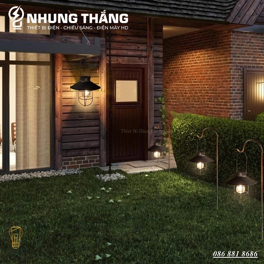 Đèn Treo Thả Phòng Nổ Retro PA02 - Sử Dụng Năng Lượng Mặt Trời - Decor Bắc Âu Trang Trí -Chống Nước Ip65 - Tặng Kèm Bóng