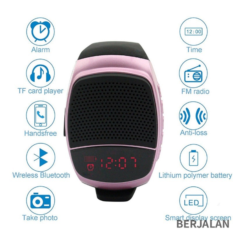 Không dây mới Bluetooth Đồng hồ thông minh Loa thể thao Dây đeo cổ tay Gọi rảnh tay Thẻ TF Chơi FM Radio Tự hẹn giờ Hiển thị thời gian Berjalan BBS2