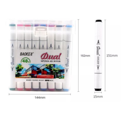 [Nowship] Bộ bút 48 Màu  Dual Marker BAOKE MP2924 - 48 Màu