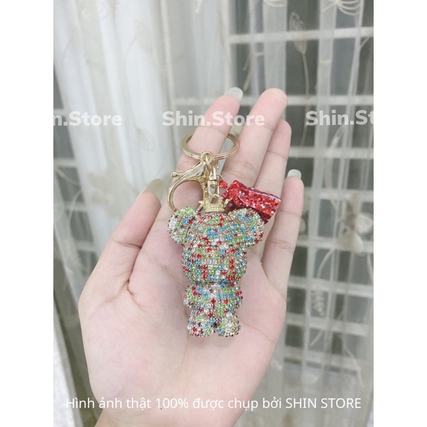 Móc Khoá Gấu Vương Miện Đính Đá sang chảnh , Phụ Kiện Túi Xách Gấu Love đáng yêu - SHIN STORE