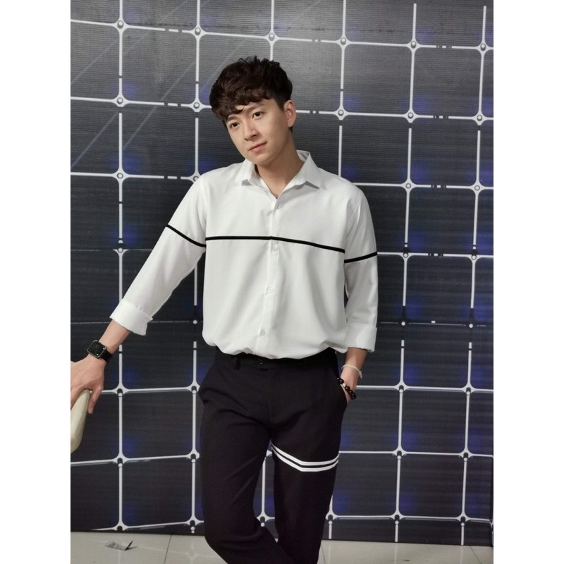SƠMI LINE NGANG NHUNG ĐEN