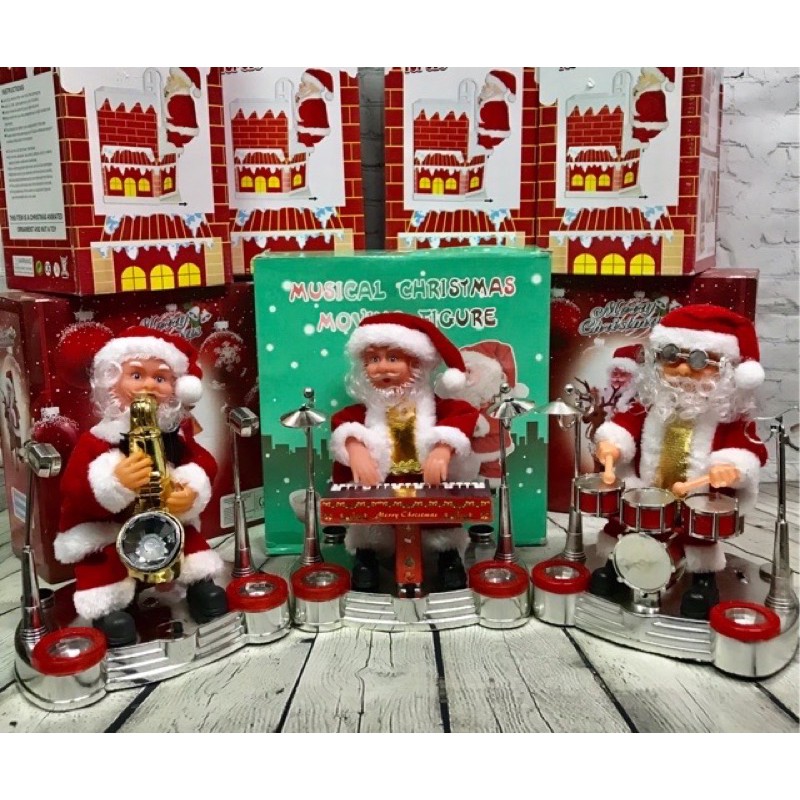 Đồ chơi ông già noel đánh đàn organ và đánh trống quà tặng giáng sinh - trang trí noel