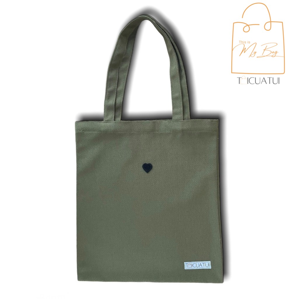 [TOTE BAG LOCAL BRAND] Túi Tote TUICUATUI Vải Canvas Nhiều Màu Icon Thêu Tim Đen Đơn Giản