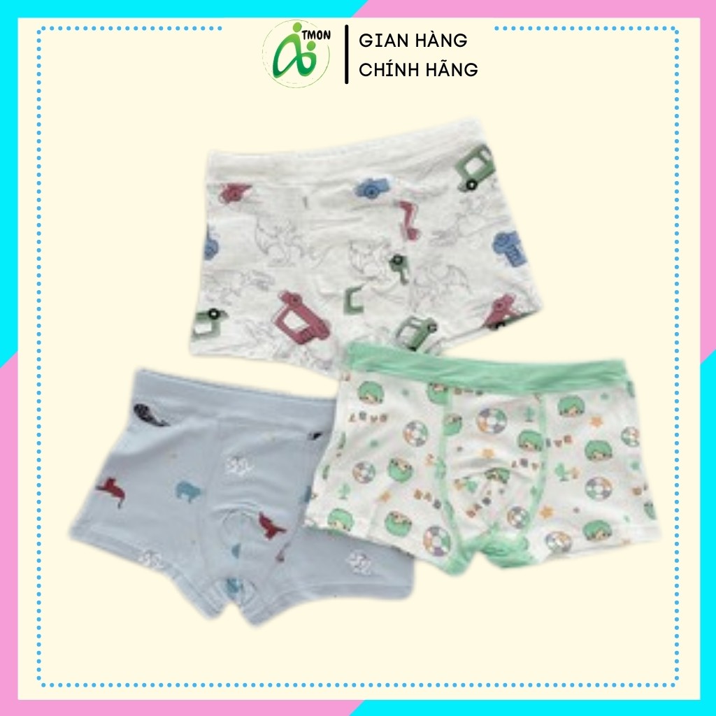 Set 3 quần chip đùi bé trai, quần lót cho trẻ em từ 10 đến 20kg cotton xuất hàn Tmon Kids QATE05