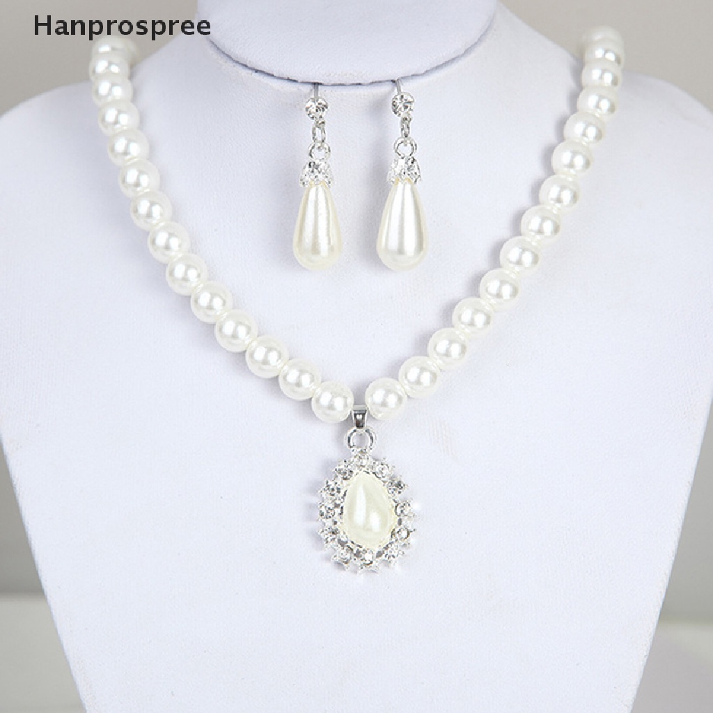 Bộ Vòng cổ + Bông Tai Đính Pha Lê &amp; Ngọc Trai Thanh Lịch