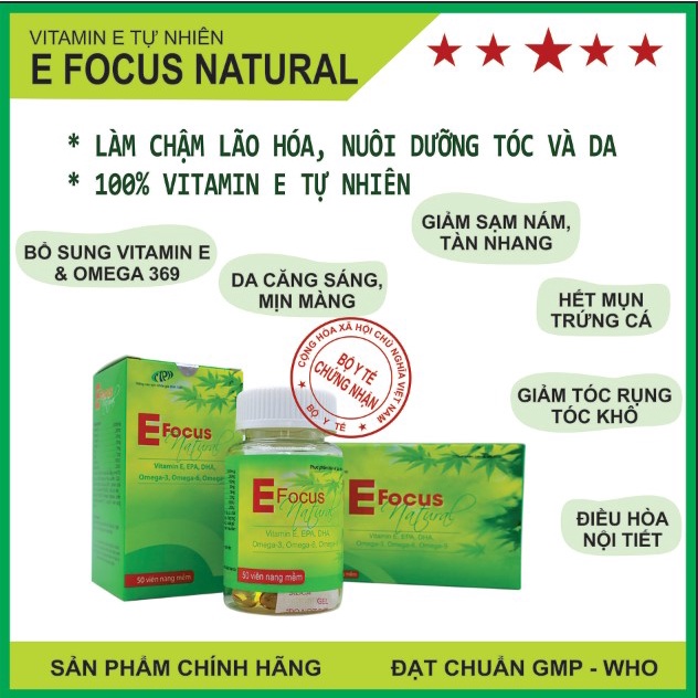 Focus natural - bổ sung Vitamin E và Omega 369 - Lọ 50 viên - SP Chính hãng