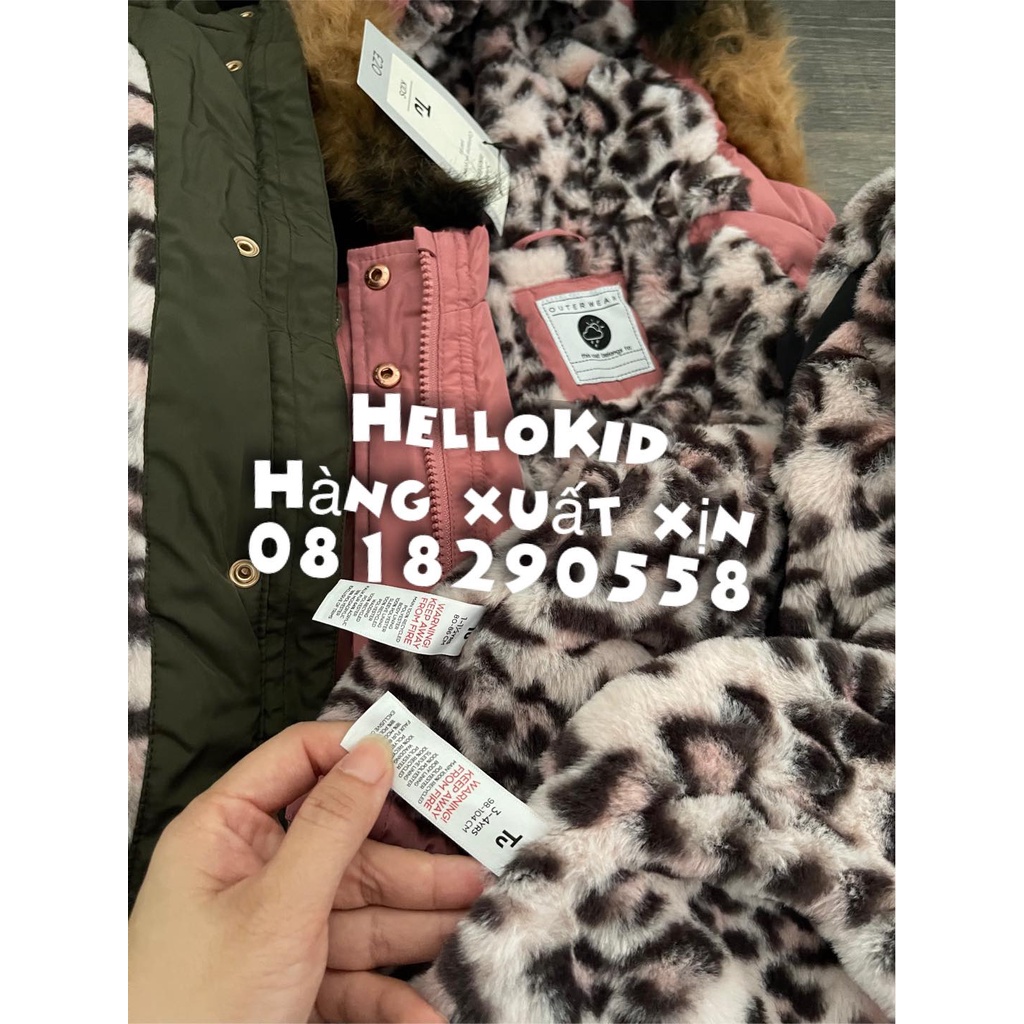 A606-Áo khoác parka TU lót lông báo rút eo bé gái