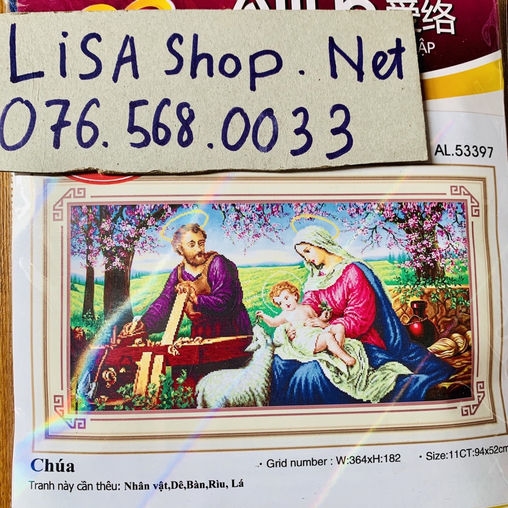 Tranh thêu chữ thập GIA ĐÌNH CHÚA 53397 (94x52cm) chưa thêu