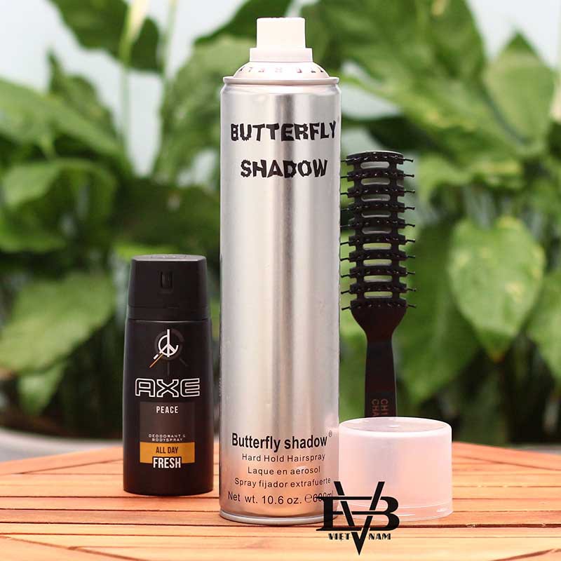 [CHÍNH HÃNG - BYVILAIN SHOP TPHCM] gôm xịt tóc nam Butterfly Shadow 600ml + Xịt khử mùi AXE 150ml - Tặng kèm lược Chaoba