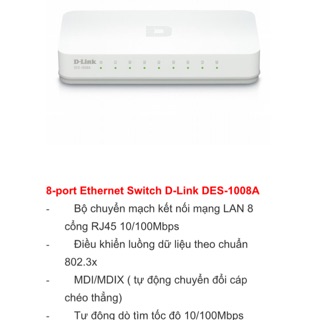 bộ chia 8 cổng mạng switch dlink DES 1008A
