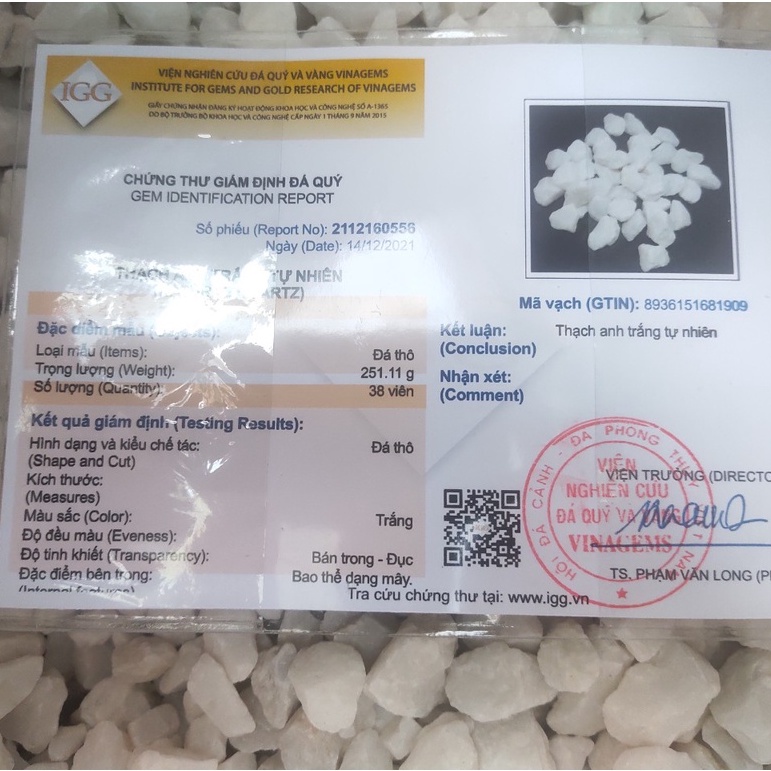 Đá thạch anh trắng trang trí  bể cá, chậu cây, tiểu cảnh sân vườn, túi 500 gr