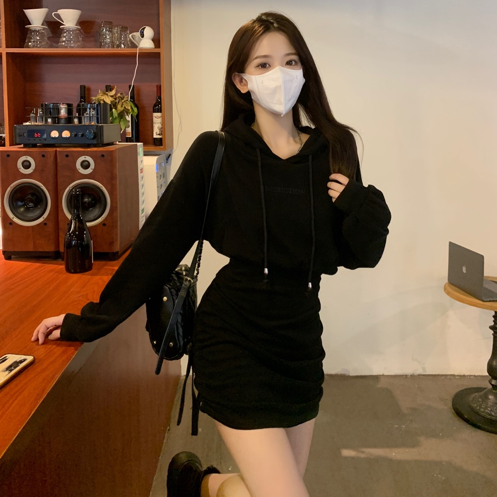 Đầm Hoodie Nhún Bèo Phong Cách Hàn Quốc Cho Nữ