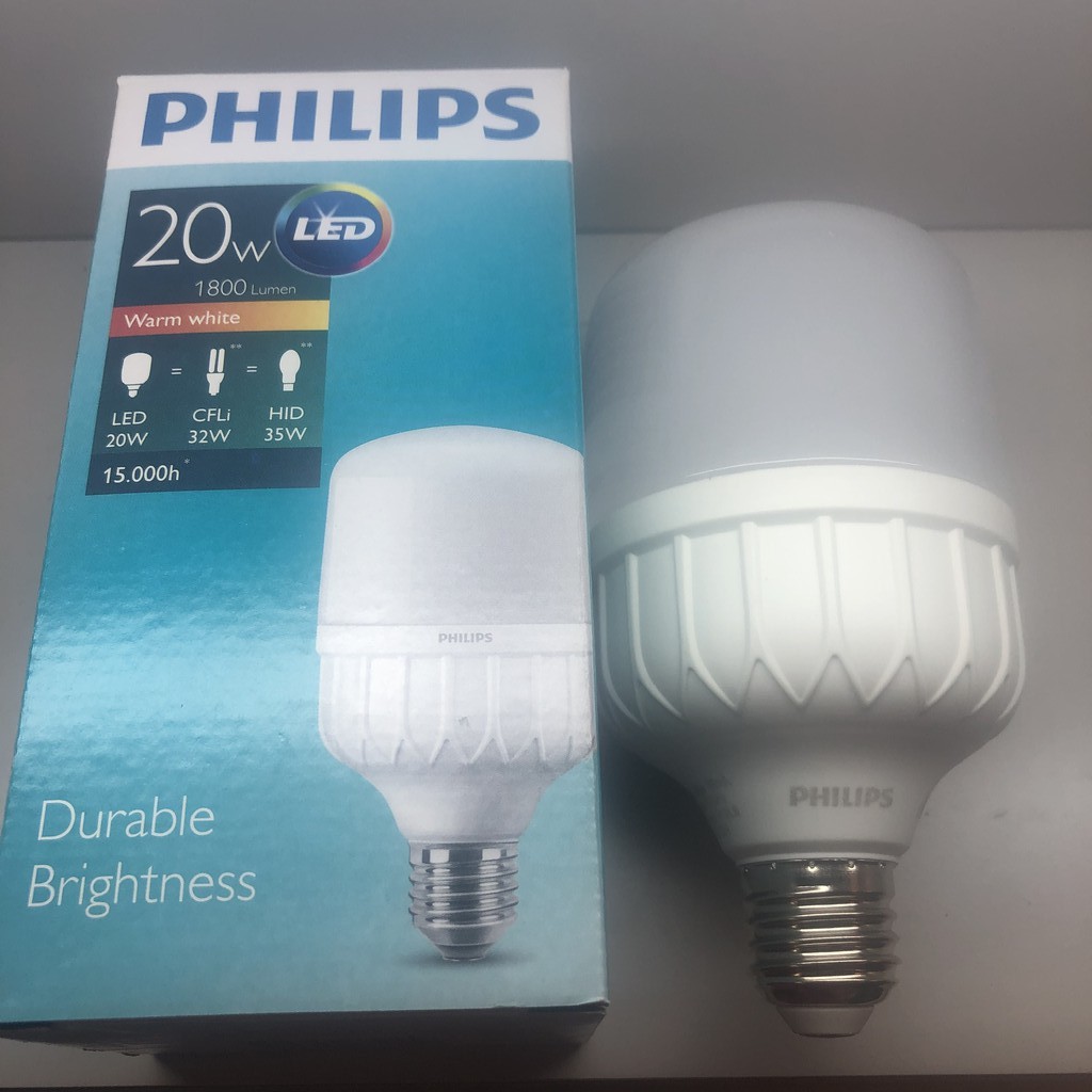 Bóng Đèn Philips LEDbulb Trụ 20W-22W Chuẩn Đuôi E27 Độ Sáng 1800Lm  Tiết kiệm 50% Điên Năng  Bảo Hành 2 Năm (1 Đổi 1)