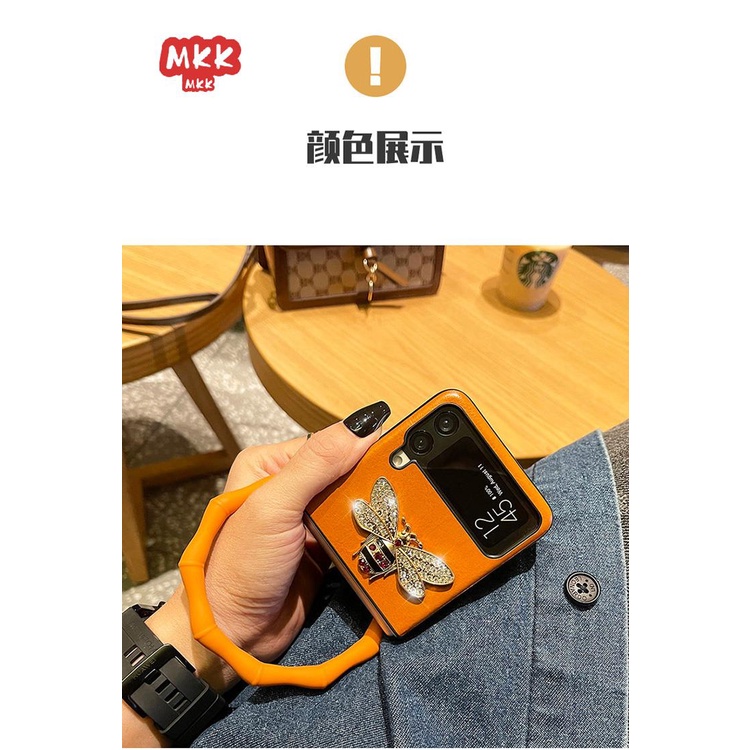 Ốp Điện Thoại Họa Tiết Chú Ong Phong Cách Hàn Quốc Kèm Giá Đỡ Cho Samsung zflip3 F7110 F7070