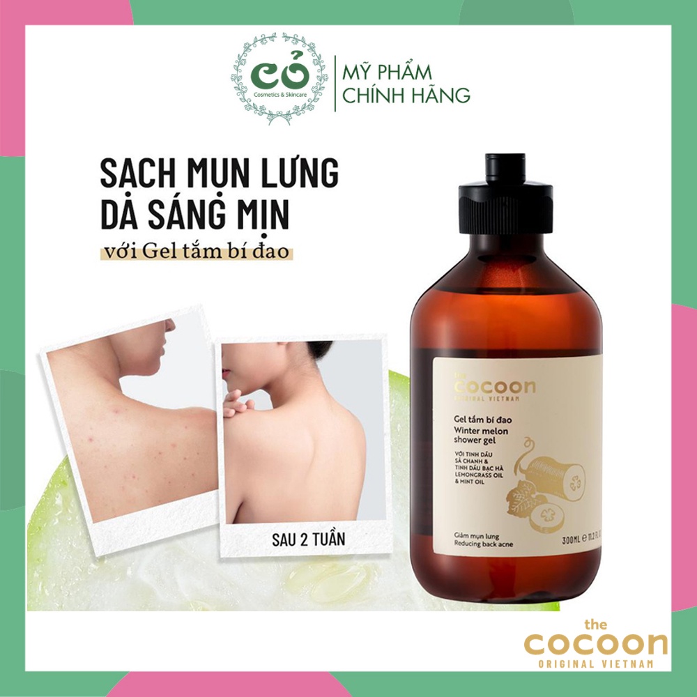 Gel tắm bí đao giảm mụn lưng và sáng da Cocoon 300ml