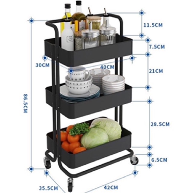 KỆ IKEA 3 TẦNG TIỆN DỤNG CÓ BÁNH XE