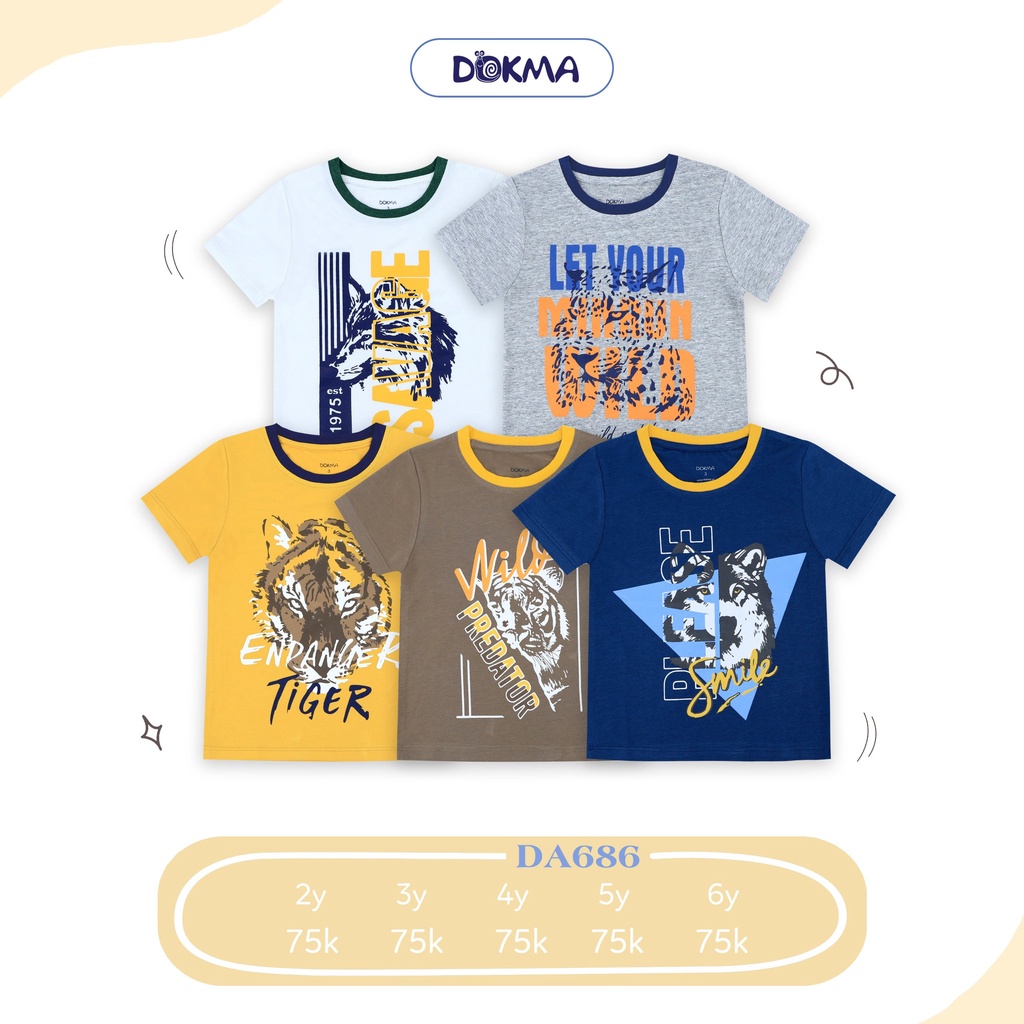 (2-6Y) Áo cộc tay bé trai cotton Dokma DA686
