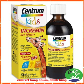 Siro Cho Trẻ Biếng Ăn Centrum Kids Incremin Iron Mixture Của Úc 200ml.