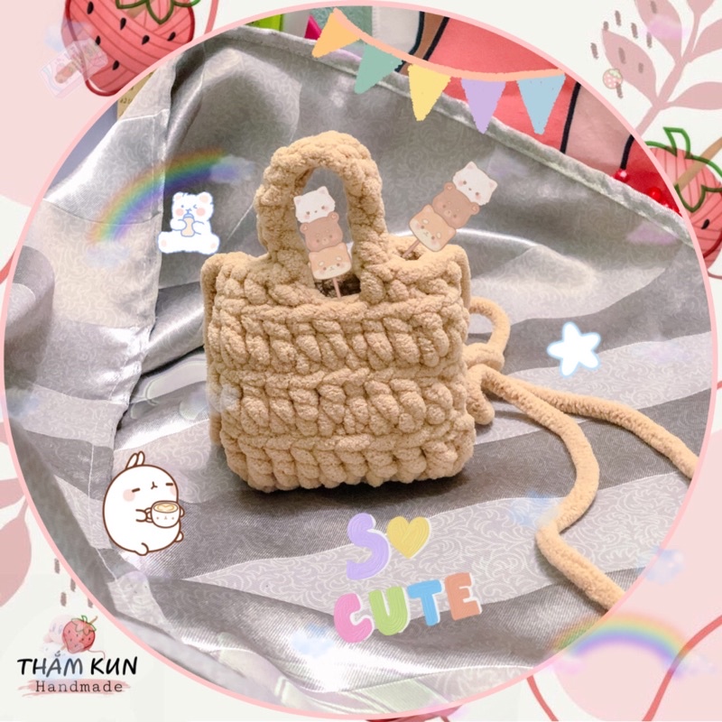 Túi xách len mini đeo chéo hoặc cầm tay