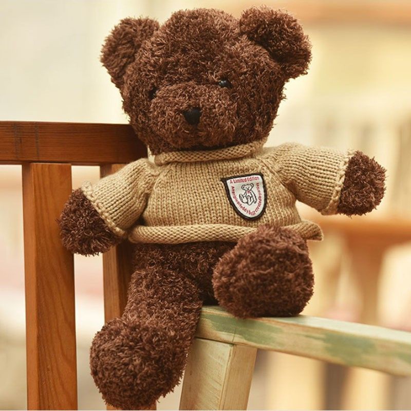 35cm 50cm GẤU BÔNG 𝐂𝐀𝐎 𝐂𝐀̂́𝐏 Teddy mặt áo len - Đồ Chơi Nhồi Bông Ms5