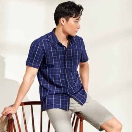 OWEN - Aó sơ mi ngắn tay Owen vải bạch đàn ca rô xanh navy 20569 | BigBuy360 - bigbuy360.vn