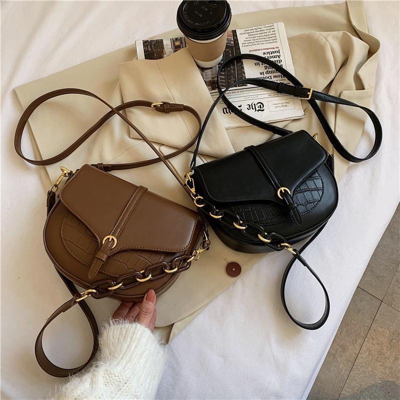 Túi Xách QCCC, Phong Cách Cá Tính, Vintage Màu Nâu