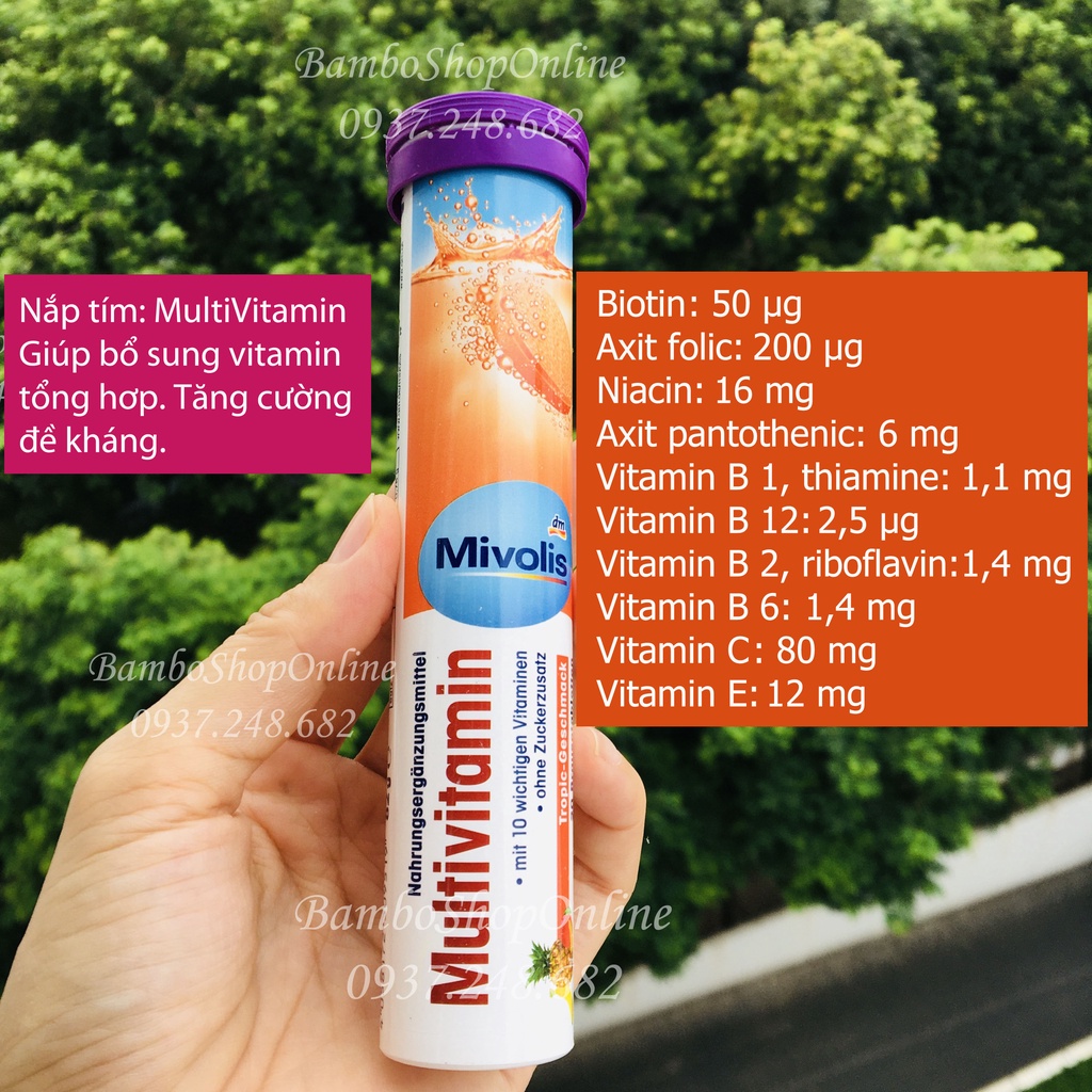 Viên Sủi Mivolis Vitamin C và các vị khác - Hàng nội địa Đức