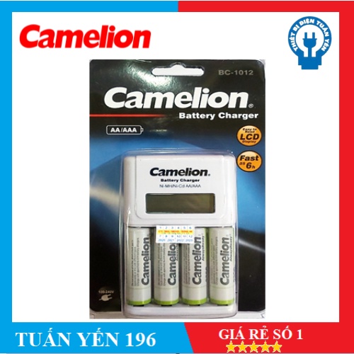 Bộ sạc nhanh tự ngắt, có màn hình Camelion BC-1012 với 4 rãnh sạc pin AA, AAA