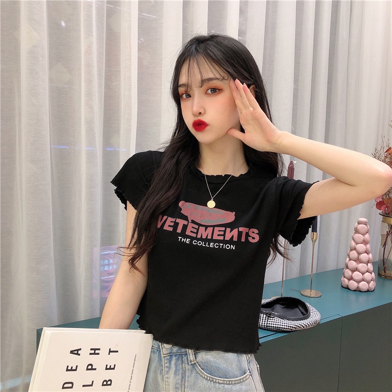 Áo Thun Ngắn Tay Lưng Cao Dáng Rộng Thời Trang Mùa Hè Cho Nữ