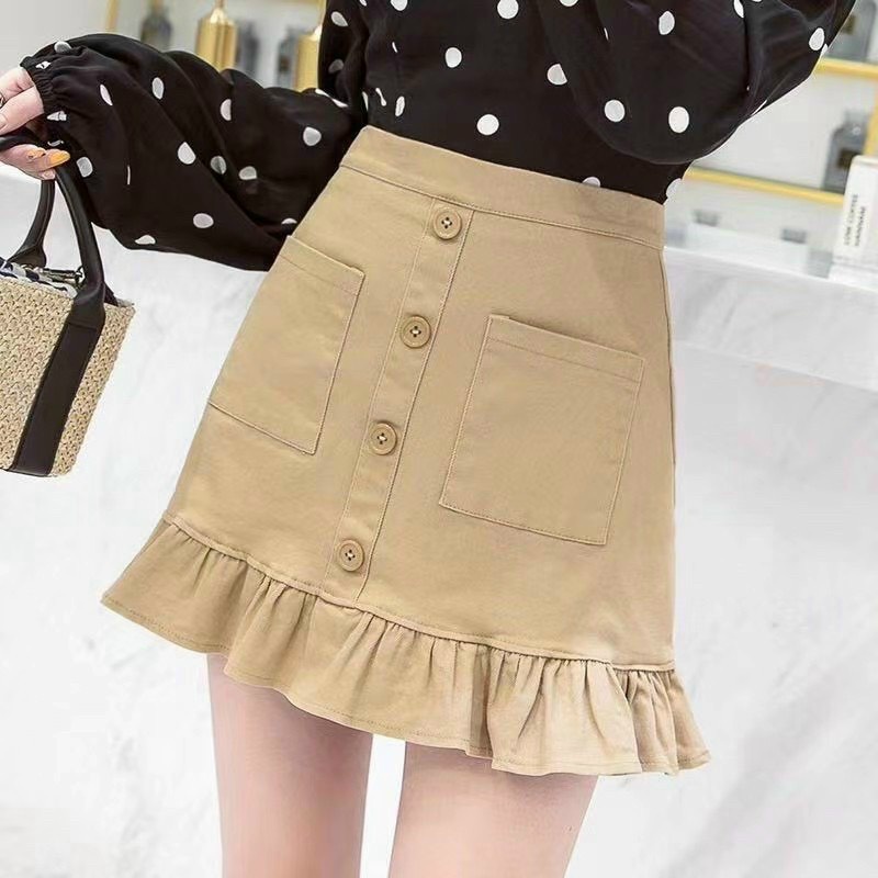 Chân váy chữ A kaki đuôi cá phối cúc phong cách trẻ trung CV243 SUTANO