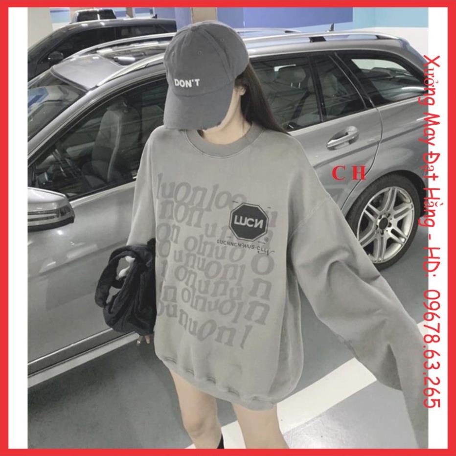 Áo Sweater in chữ LUON chất nỉ cotton hàng loại 1, áo khoác nỉ nữ form thụng freesize dáng unisex chuẩn Hàn <3 | BigBuy360 - bigbuy360.vn