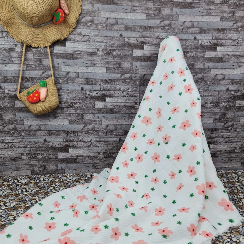 Vải Xô Muslin 2 lớp cao cấp - Các mẫu họa tiết dễ thương cho bé gái
